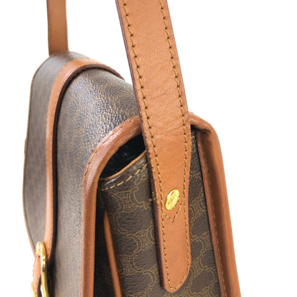 CELINE Macadam Front buckle Flap Shoulder bag Brown Vintage Old CELINE zex7ax