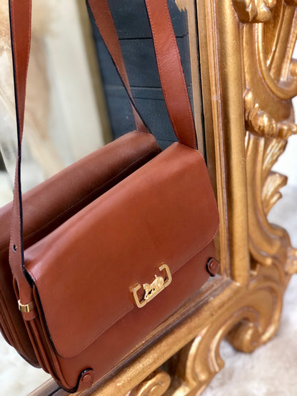 CELINE 馬車斜背包肩背包棕色復古舊CELINE zgbb53