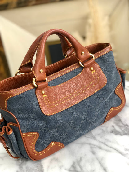CELINE Paris macadam Denim Boogie bag Handbag Old CELINE Vintage 5s27n5