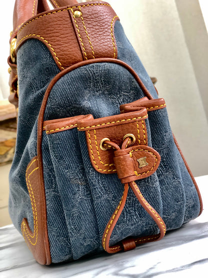 CELINE Paris macadam Denim Boogie bag Handbag Old CELINE Vintage 5s27n5