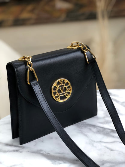 VALENTINO GARAVANI Logo Crossbody Shoulder bag Black Vintage Old 2vcv5w