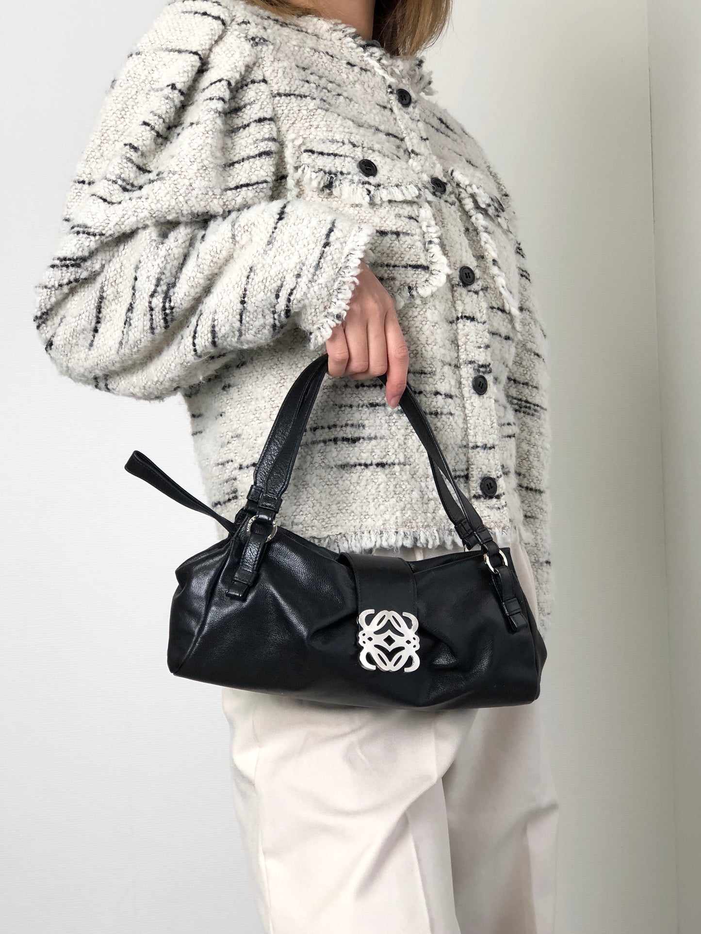 LOEWE Anagram Handbag Black Vintage sf28ij