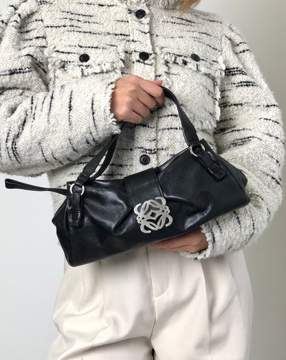 LOEWE Anagram Handbag Black Vintage sf28ij