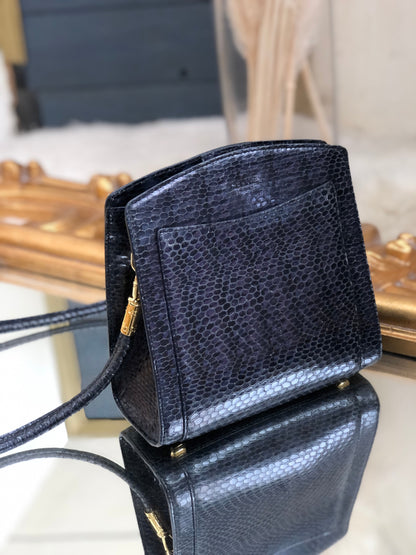 CELINE Star Python Leather Shoulder bag Black Vintage Old CELINE pi7dwg