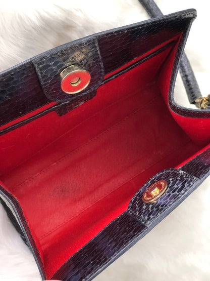 CELINE Star Python Leather Shoulder bag Black Vintage Old CELINE pi7dwg