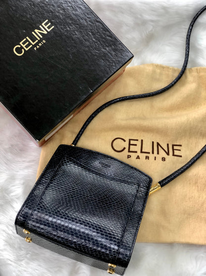 CELINE Star Python Leather Shoulder bag Black Vintage Old CELINE pi7dwg