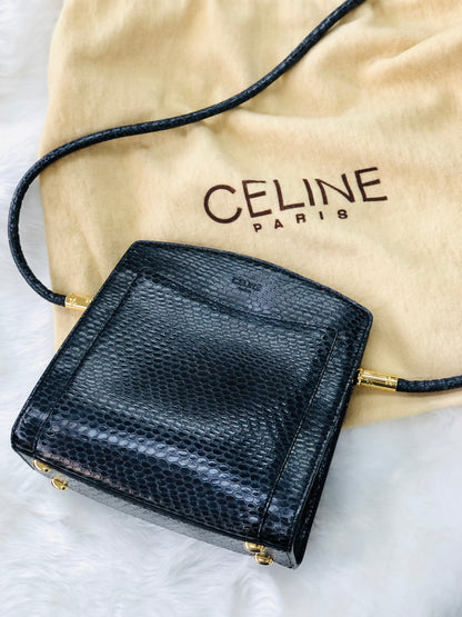 CELINE Star Python Leather Shoulder bag Black Vintage Old CELINE pi7dwg