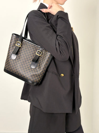 CELINE Macadam Handbag Totebag Black Vintage s5sjrk