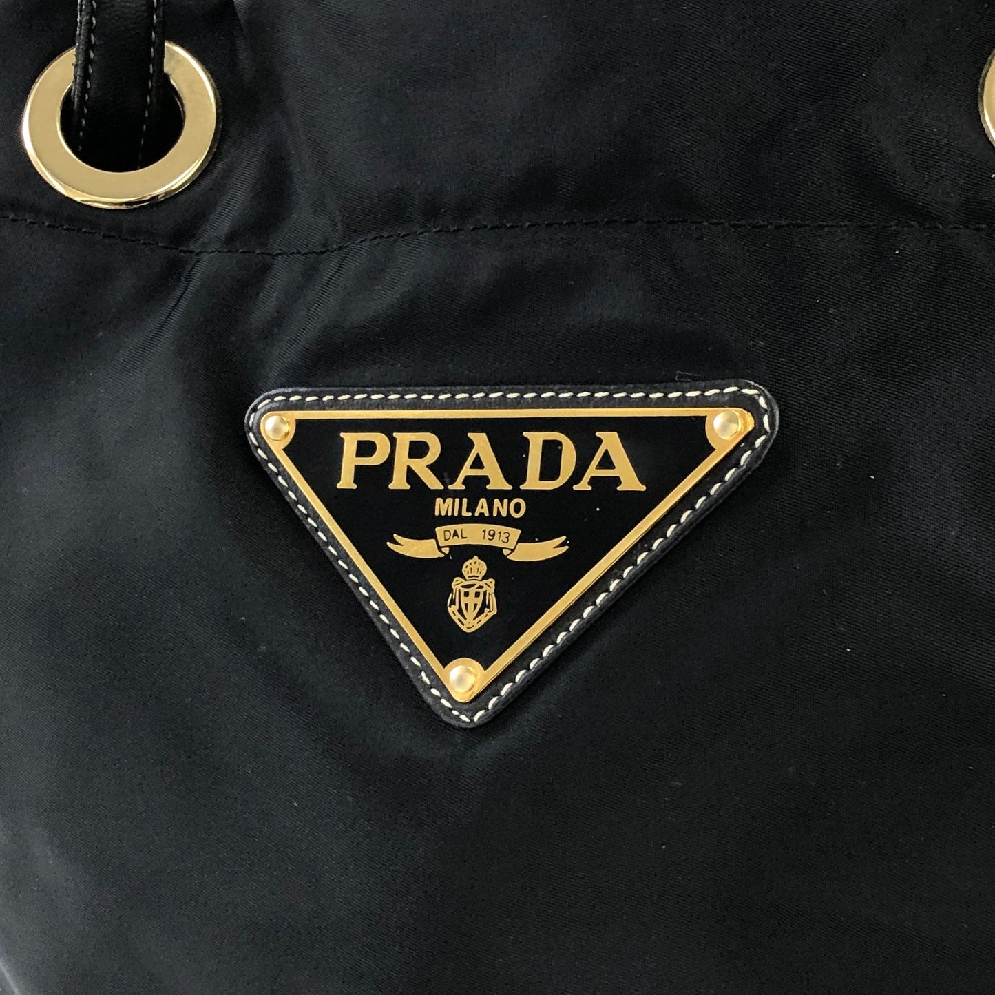 PRADA Triangle logo Nylon Bucket Tote bag Black Vintage 6azkzz