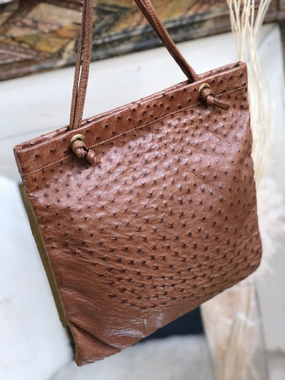 LOEWE Anagram Ostrich Tote bag Brown Vintage Old bkb45d