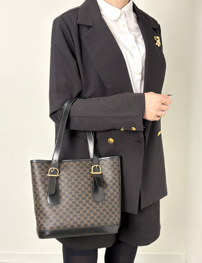 CELINE Macadam Handbag Totebag Black Vintage s5sjrk