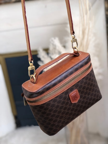 CELINE Macadam Blason Vanity bag Shoulder bag Brown Vintage Old Celine jnz587