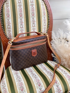 CELINE Macadam Blason Vanity bag Shoulder bag Brown Vintage Old Celine jnz587