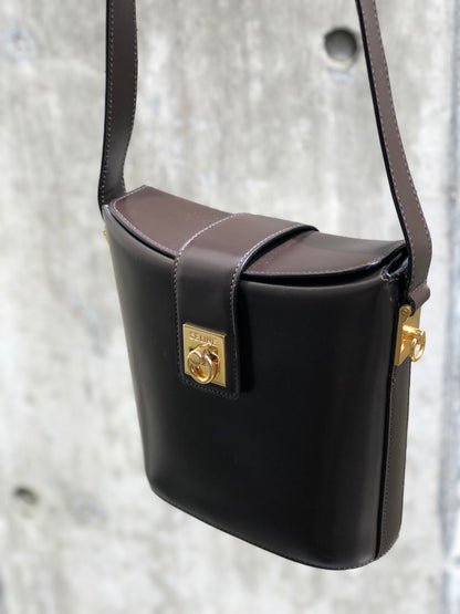 CELINE Gancini Bucket Shoulderbag Brown Vintage Old CELINE je3ypu