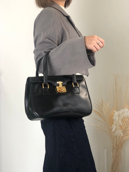 GUCCI Handbag Black Vintage as68jk