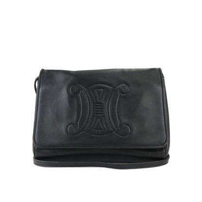 CELINE Triomphe 皮革斜背包 黑色 舊款 Celine 復古 wj4jid