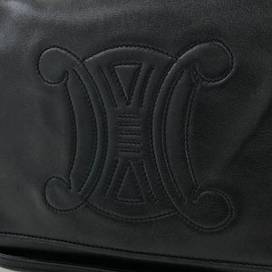 CELINE Triomphe Leather Crossbody Shoulder Bag Black Old Celine vintage wj4jid