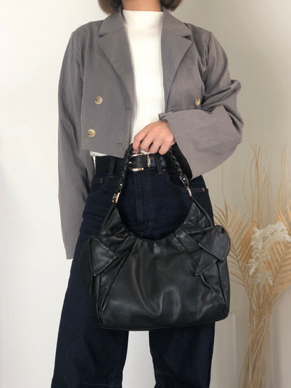 Salvatore Ferragamo Vala Ribbon Shoulder bag Hobobag Black Vintage nbxkia