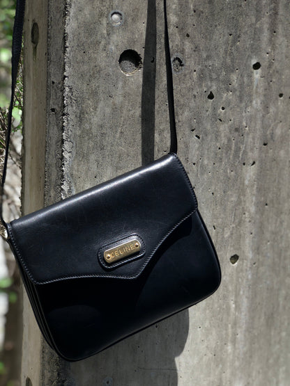 CELINE Logo Crossbody Shoulder bag Black Vintage Old CELINE 6bsn2s