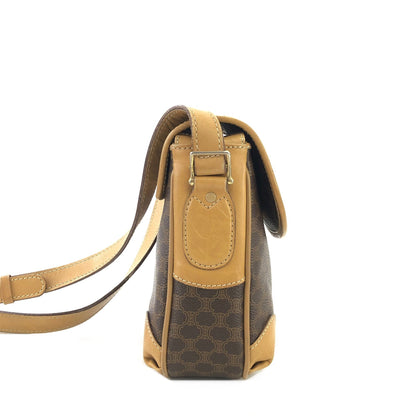 CELINE Macadam Blason Crossbody Shoulder bag Brown vintage Old Celine rfsze2