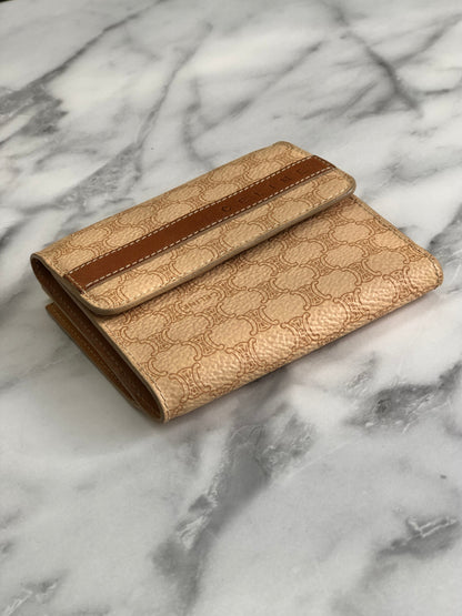 CELINE Macadam Logo Clasp Wallet Beige Vintage Old Celine 5yevmw
