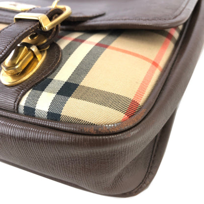 Burberrys Logo Classic check Shoulder bag Satchel bag Brown Vintage Old uzbg7j