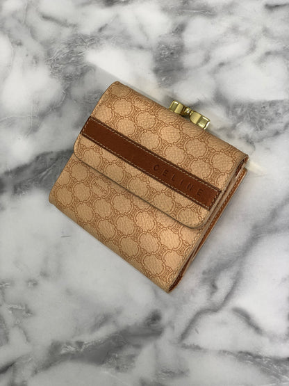 CELINE Macadam Logo Clasp Wallet Beige Vintage Old Celine 5yevmw