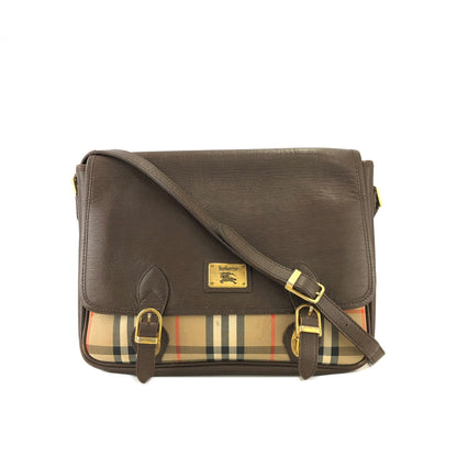 Burberrys Logo Classic check Shoulder bag Satchel bag Brown Vintage Old uzbg7j