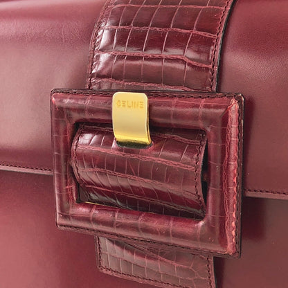 CELINE Front Buckle Crossbody Box Shoulder bag Wine red Vintage Old CELINE wvxw4y