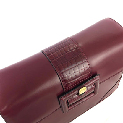 CELINE Front Buckle Crossbody Box Shoulder bag Wine red Vintage Old CELINE wvxw4y