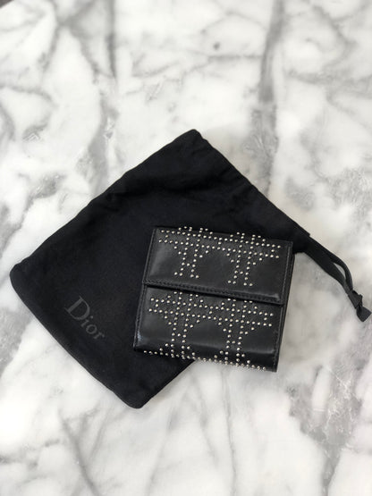 Christian Dior StudsCannage Wallet Black nae53z