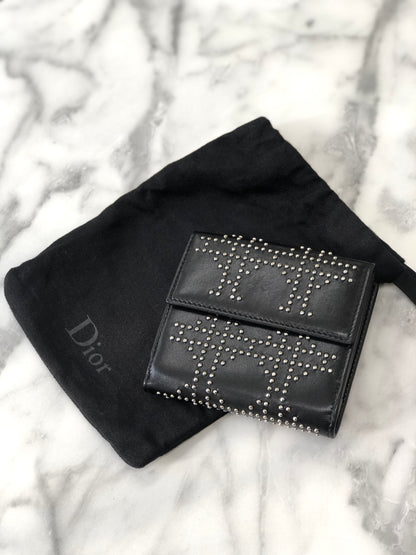 Christian Dior StudsCannage Wallet Black nae53z