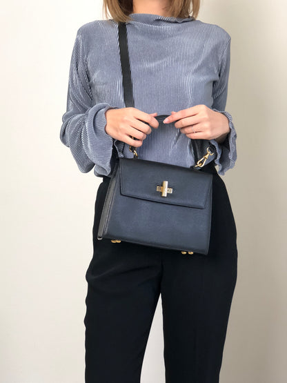 CELINE Turn Lock Two-way Handbag Shoulder bag Black Vintage 2jnyiv