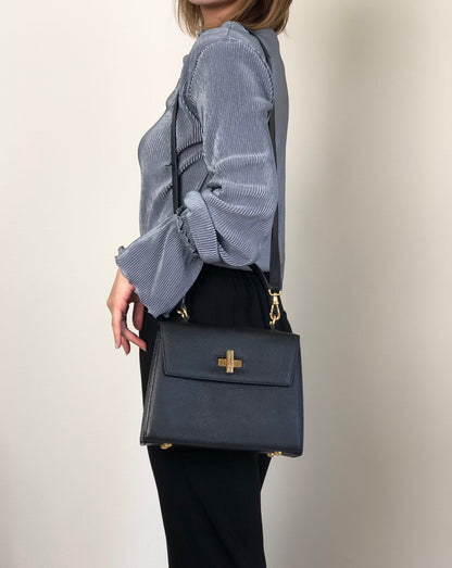 CELINE Turn Lock Two-way Handbag Shoulder bag Black Vintage 2jnyiv