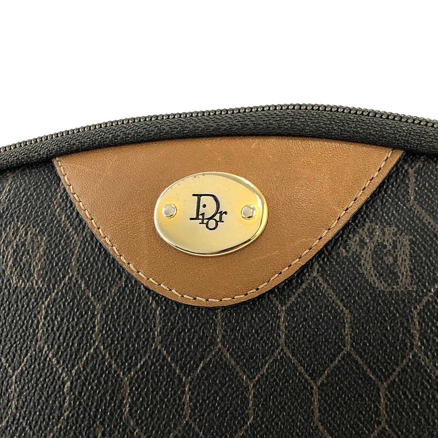 Christian Dior Logo Honeycomb Pattern Crossbody Small Shoulderbag Black Brown Vintage Old bd8aen