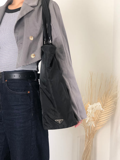 PRADA Tessuto Triangle Logo Totebag Black Vintage ehdcz6