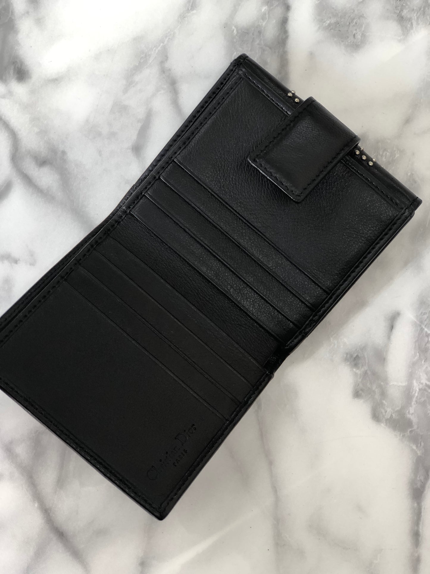 Christian Dior StudsCannage Wallet Black nae53z