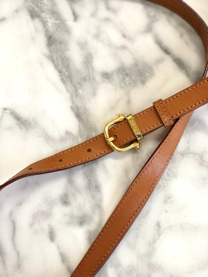 CELINE Macadam Front buckle Flap Shoulder bag Brown Vintage Old CELINE zex7ax