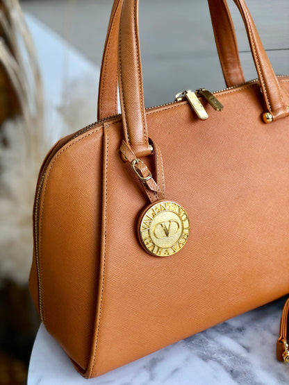 VALENTINO GARAVANI Logo Handbag Shoulder bag Camel Vintage Old ycyt4r