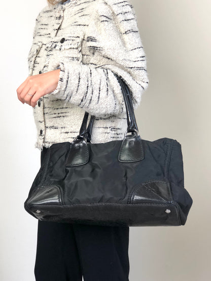 PRADA Triangle Logo Handbag Totebag Black Vintage wd67a4
