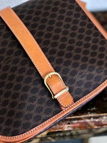 CELINE Macadam Front Buckle Flap Shoulder bag Brown Vintage Old CELINE kg6sjx