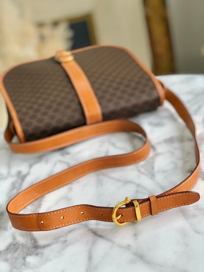 CELINE Macadam Front Buckle Flap Shoulder bag Brown Vintage Old CELINE kg6sjx
