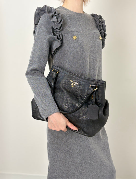 PRADA Logo Totebag Black Vintage fpj5iw