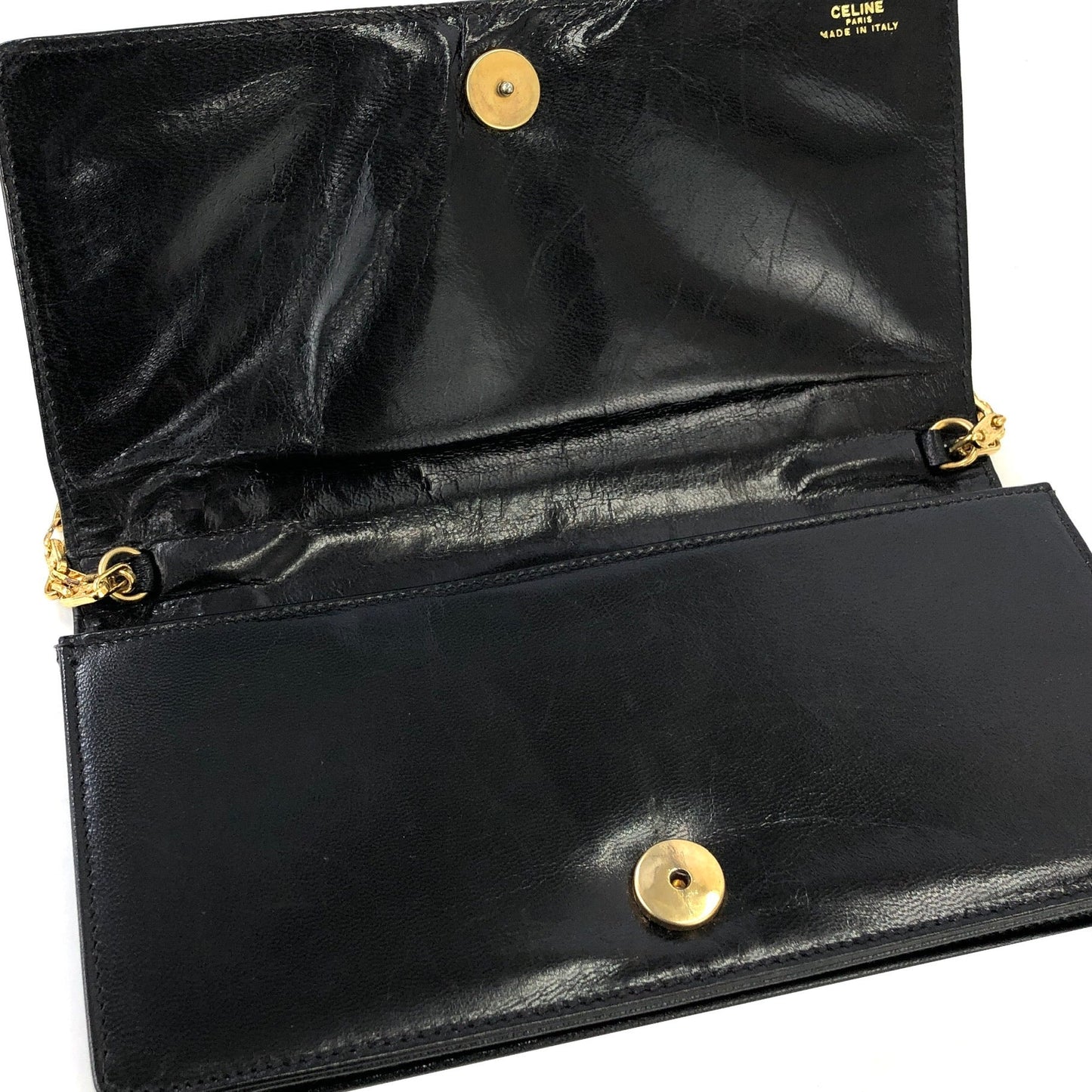 CELINE Horsebit Chain Plastic Shoulder bag Black Vintage Old Celine xby4ty