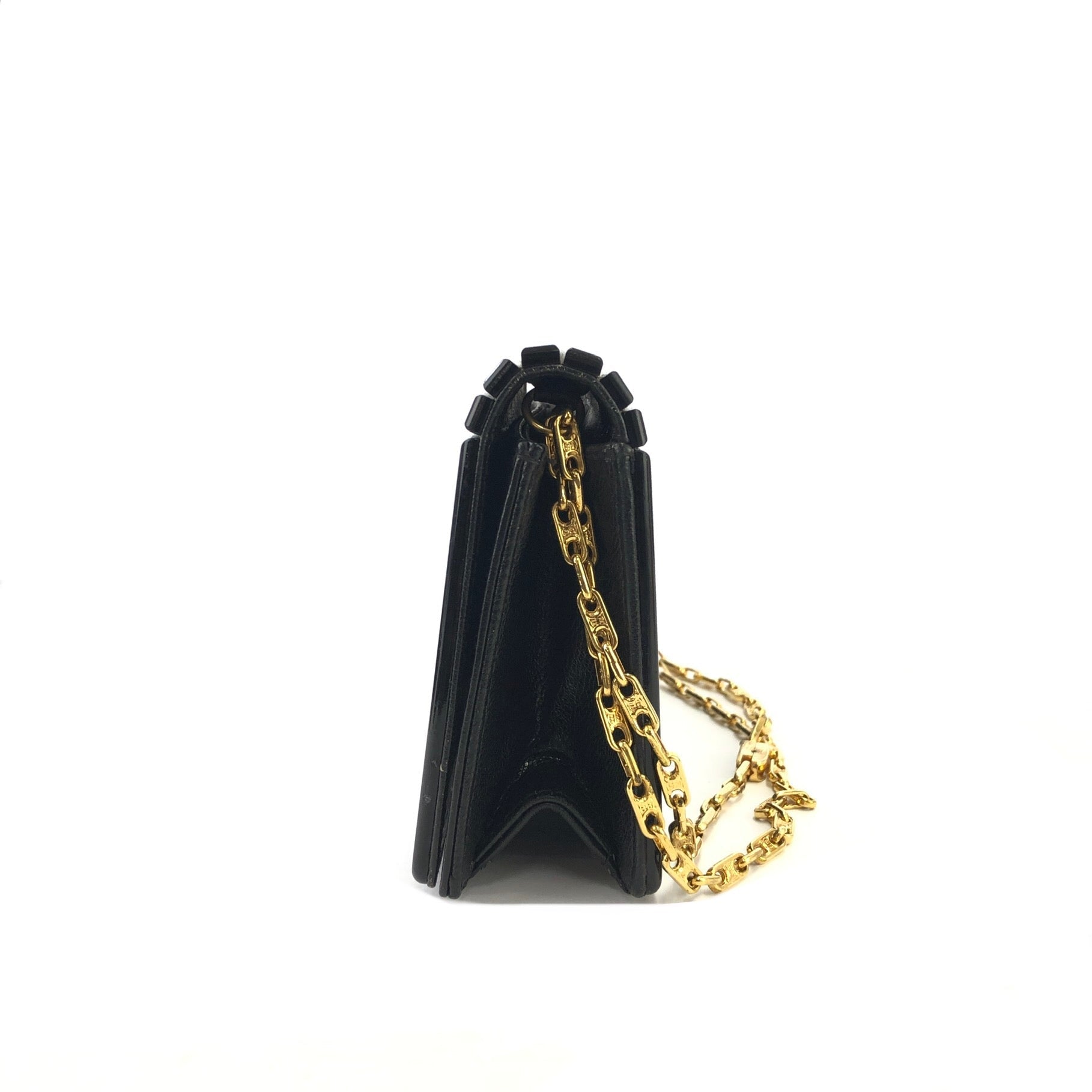 CELINE Horsebit Chain Plastic Shoulder bag Black Vintage Old Celine xb –  VintageShop solo