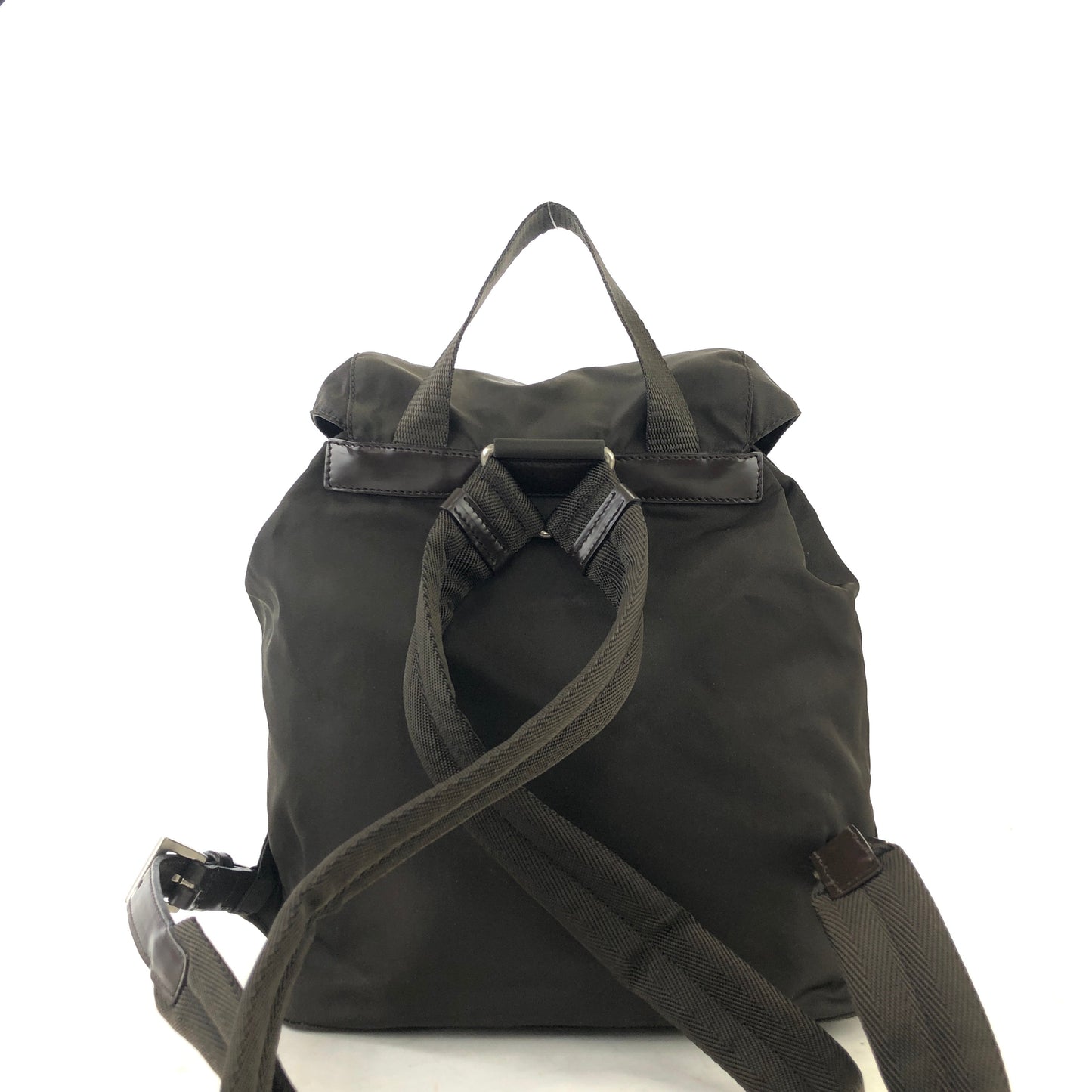 PRADA logo nylon leather backpack brown vintage pddjj7