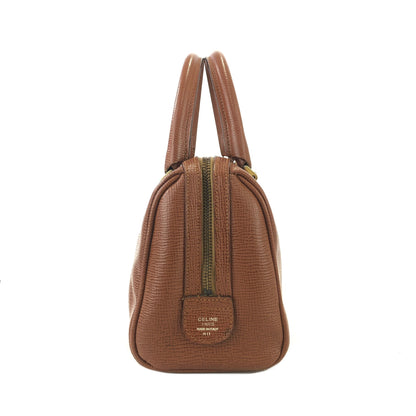 CELINE Leather Mini Boston bag Handbag Brown Vintage Old CELINE prczmn