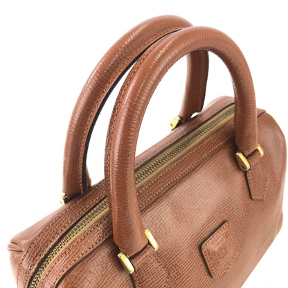 CELINE Leather Mini Boston bag Handbag Brown Vintage Old CELINE prczmn