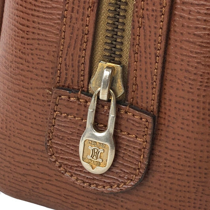 CELINE Leather Mini Boston bag Handbag Brown Vintage Old CELINE prczmn