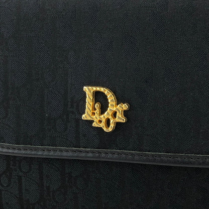 Christian Dior Logo Trotter 織物鏈條小號肩背包 黑色 復古 舊 weyn24